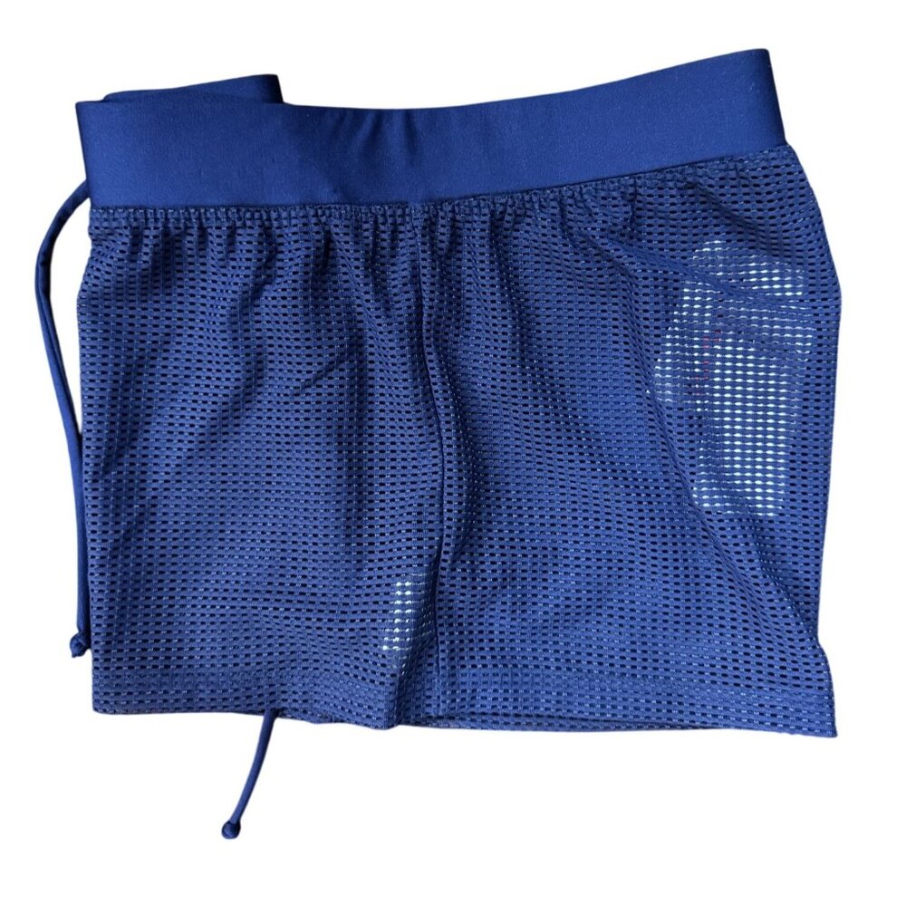 NEW Splendid Womens S Mesh Athletic lined Workout Running Activewear Blue Short